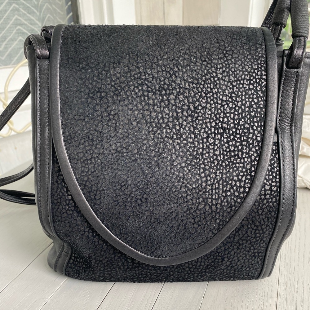 Karen Carlson Black Leather Shoulder Purse